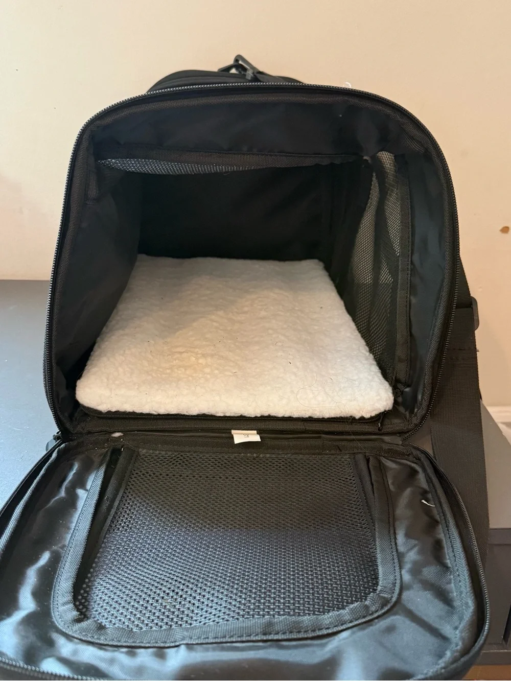 Men's Black Duffel Bag with Mesh Panel and Adjustable Strap